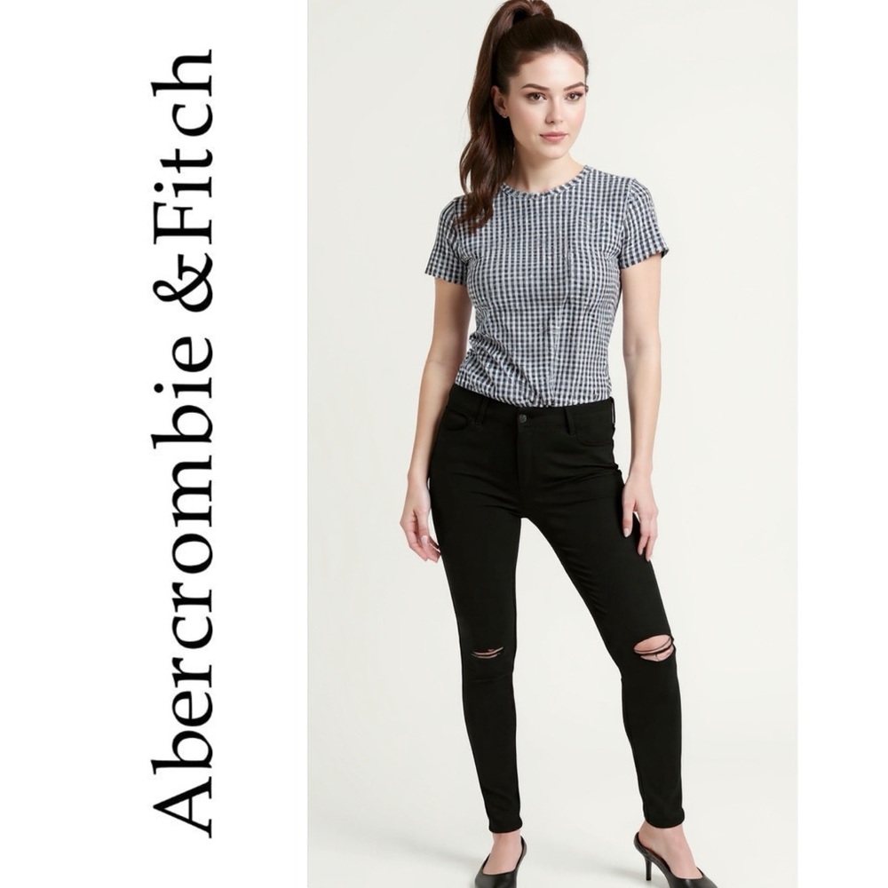 Abercrombie & Fitch Signature Collection Black Ripped Knees Jeans Size 27